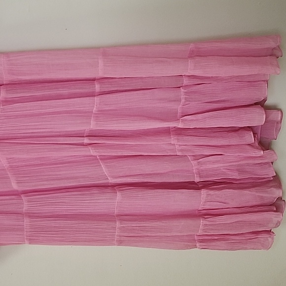 Rebecca Taylor Preppy Tiered Mini Dress Pink Puff Sleeve Romantic Dress sz M - Picture 14 of 16
